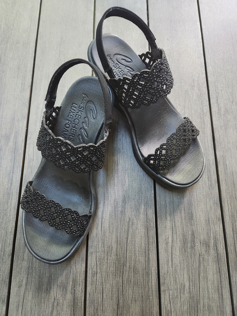 Skechers Black Sassier Dayz Slingback Sandals - Women's Size 8